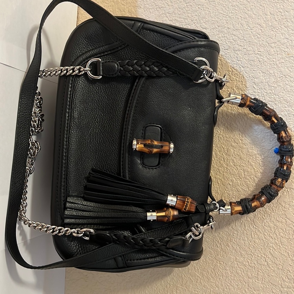 Gucci Leather Bamboo 2way bag large